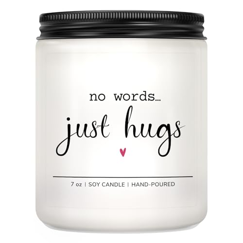 Sympathy Gifts for Loss of Loved One, No Words Just Hugs Candle, Lavender | Memorial Gifts, Bereavement Gift, Grief Think of You Condolence Get Well Gift, 7oz Lavender Scented Soy Wax Candle - color: Off-White