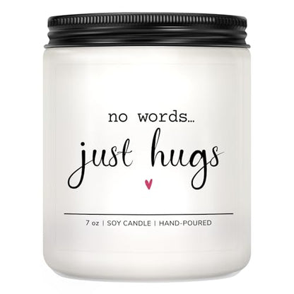 Sympathy Gifts for Loss of Loved One, No Words Just Hugs Candle, Lavender | Memorial Gifts, Bereavement Gift, Grief Think of You Condolence Get Well Gift, 7oz Lavender Scented Soy Wax Candle - color: Off-White
