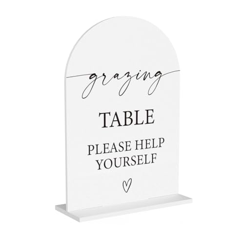 Grazing Table Sign Snack Station Food Table Sign for Wedding Engagement Bridal Shower Baby Shower Ceremony Reception Event Party Acrylic Decor 5"x7" - color: Grazing