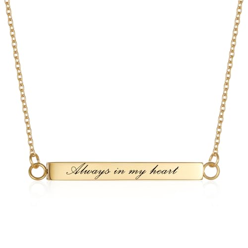 Horizontal Bar Urn Necklace For Ashes For Women | stainless steel , double ashes holder , engravable ,memorial jewelry,cremation pendant - color: Always in my heart