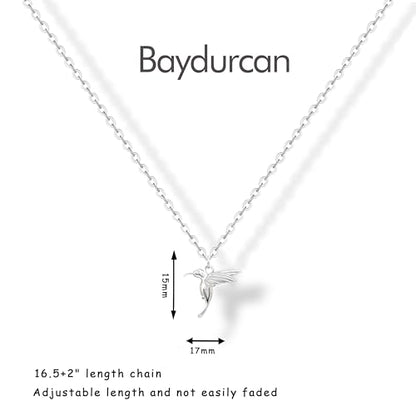 Baydurcan Pendant Necklace for Women Friends Sister Birthday Christmas Gift | Silver Evil Eye Ankh Mary Friendship Dragonfly Hummingbird Snake Turtle Pendant Necklace for Her Just Because Gifts - style: Hummingbird