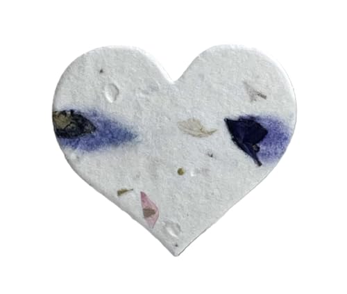 Of The Earth Handmade Paper - Small Heart Shape Seed Embedded Cotton Tags - 1.75" X 1.5" - Set of 50 (45s Purple Petal) - color: 45s Purple Petal