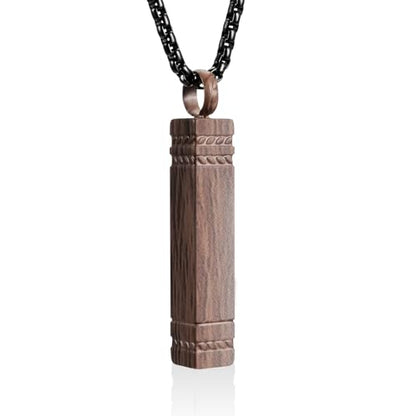 abooxiu Urn Necklace for Ashes Memorial Cremation Jewelry for Ashes Stainless Steel Ashes Jewelry Cube Ashes Necklace Bar Urn Pendant for Women Men - style: Wood Texture Finish