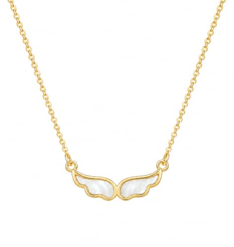 Angel Wings Pearl Necklace for Women - color: Gold