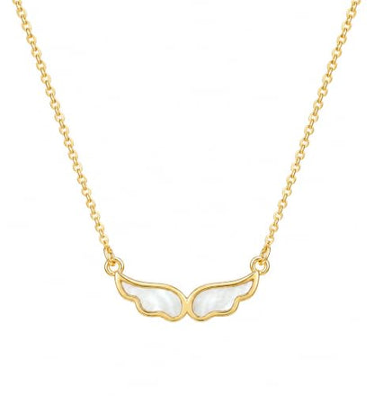 Angel Wings Pearl Necklace for Women - color: Gold
