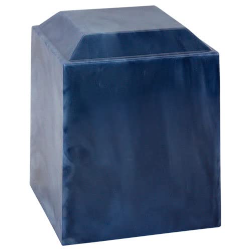 Magna Blue Cultured Marble Urn - Adult Size - Cremation Urns for Human Ashes - Ground Burial, Home Memorial and Funeral - color: Blue