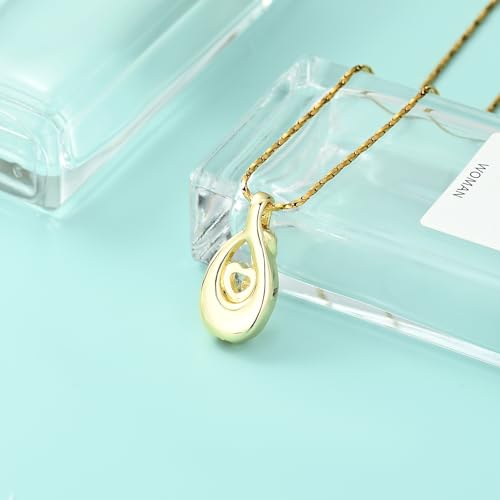 Teardrop Urn Necklace for Ashes Birthstone Heart Memorial Jewelry Stainless Steel Cremation Pendant for Women Men Keepsake Gift - color: Gold