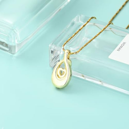 Teardrop Urn Necklace for Ashes Birthstone Heart Memorial Jewelry Stainless Steel Cremation Pendant for Women Men Keepsake Gift - color: Gold