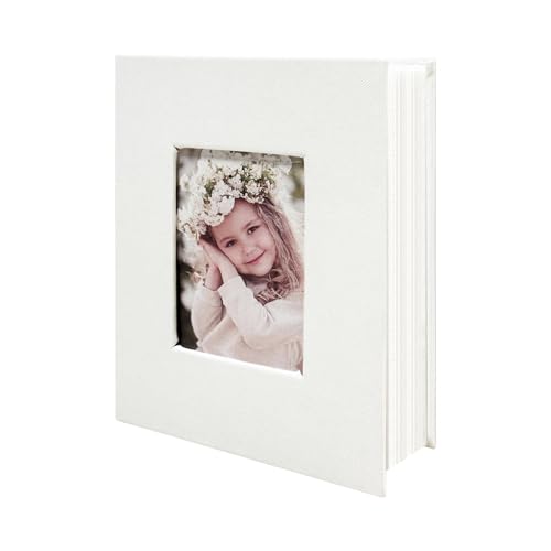 Photo Album 4x6 100 Pockets, Linen Cover Top Loader Vertical, Slip-in Picture White Pockets Albums for Wedding, Family, Anniversary, Baby, Vacation - color: White, size: 100 Pockets