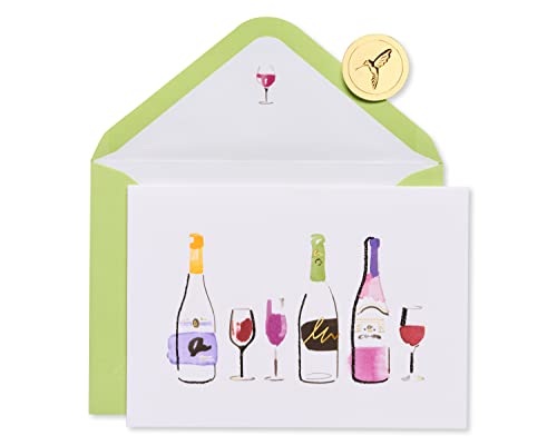 Papyrus Blank Card - Suitable for Mother's Day, Birthday, Friendship (Wine Bottles) - color: Wine Bottles