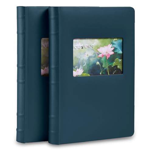 Old Town 2-Pack Bonded Leather Photo Albums, Photo Album 5x7 & 4x6 Slots, Navy - color: Navy