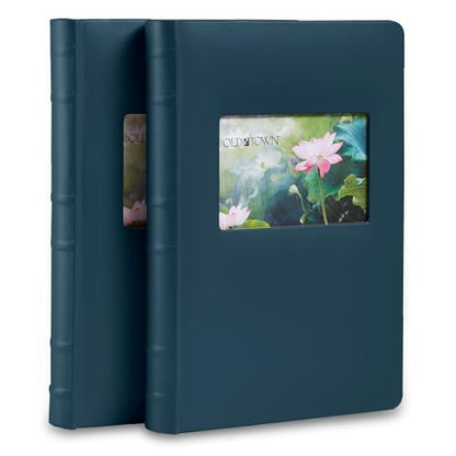 Old Town 2-Pack Bonded Leather Photo Albums, Photo Album 5x7 & 4x6 Slots, Navy - color: Navy
