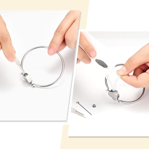 Oinsi Heart Urn Bracelet for Ashes, Cremation Jewelry Leather Bracelets for Men Women, Memorial Jewelry With Filling Kits - color: Silver
