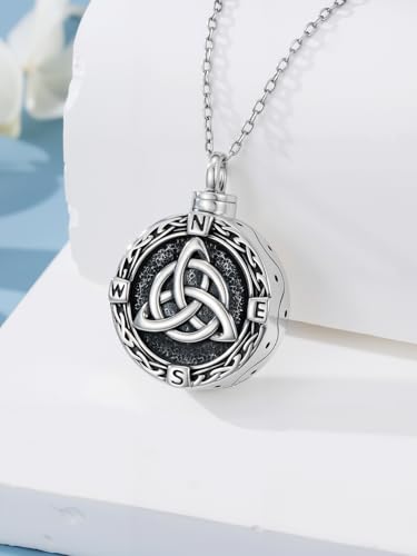 TOUPOP Tree of Life Urn Necklace for Ashes 925 Sterling Silver Cremation Jewelry Memorial Gifts Keepsake Jewelry with Funnel Filler for Women - style: 2-Celtic Knot