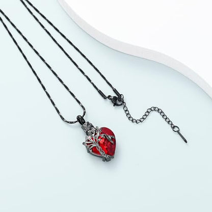Imrsanl Tree of Life Heart Urn Necklace Cremation Jewelry for Women - color: B-Red