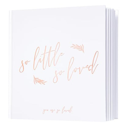 Calculs Baby Shower Picture Book Polaroid 'so little so loved' Party Guest Book Babies Scrapbook, White Cover, Rose Gold Foil Stamping, Blank White Pages - color: White & Rose Gold