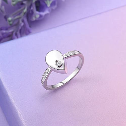 YLT S925 Sterling Silver Teardrop Cremation Urn Ring for Ashes - size: 10