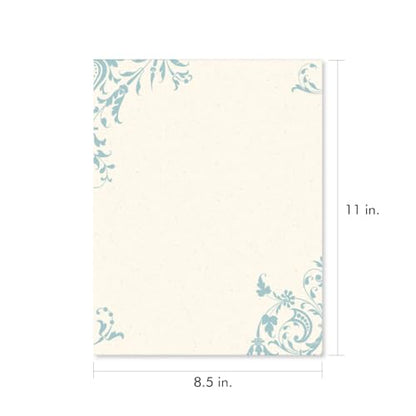 PaperDirect Serene Blue Hue Verona Border Papers, Full Color One-Sided Design, 8.5 x 11, Acid-Free, Ideal for Invitations, Flyers, Newsletters, Scrapbooks, Certificates, Weddings, Cards, 25 Sheets - color: Serene Blue Hue Verona
