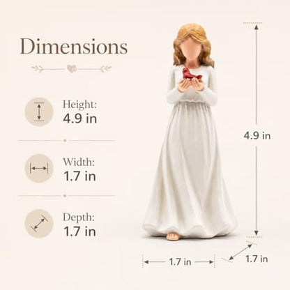 Angel Figurine, Cardinal Gifts for Loss of Loved One | Hand-painted resin angel with red cardinal bird, thoughtful memorial & grief sympathy gift for women, home decor