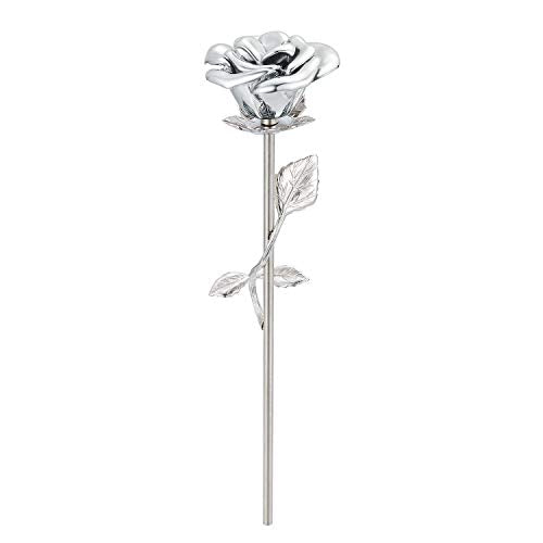 Stainless Steel Decorative Rose Flower Cremation Urns for Ashes-Human Pet Dog Cat Memorial Keepsake -Funeral Ash Container 1PC 9.5 Inches - color: Silver Color