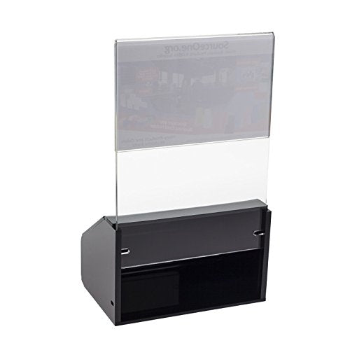 SOURCE ONE Acrylic Heavy Duty Donation/Ballot Box with Lock and Sign Holder - color: Black, size: 6 Pack