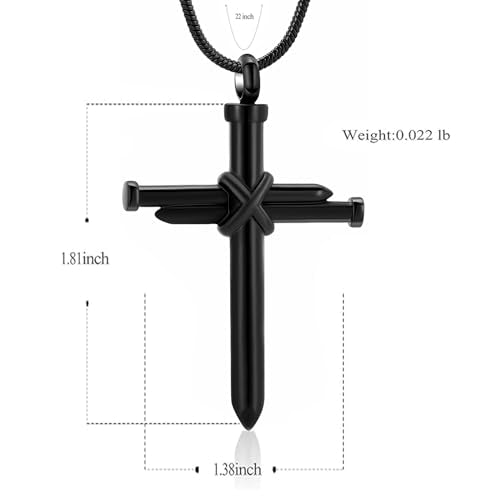 Cremation Jewelry for Ashes Pendant - Cross Urn Necklace with Mini Keepsake Urn Memorial Ash Jewelry - color: Customize-Style 2