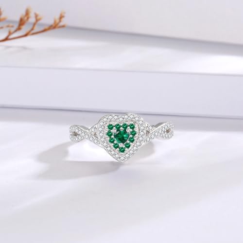 Sariel Teardrop Cremation Ring for Ashes - 925 Sterling Silver Urn Keepake Rings Memorial Jewelry for Women - color: Heart (Green)