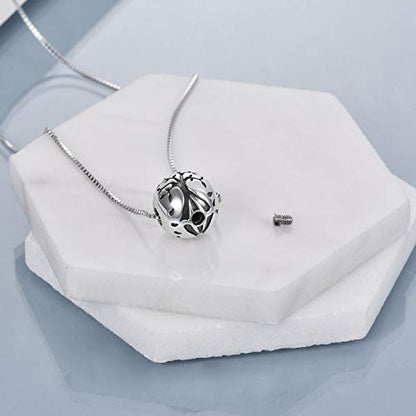 Sterling Silver Tree of Life Urn Necklace for Ashes Owl Necklace Pendant Charm for Women Memorial Gifts Keepsake Always in My Heart Memory Necklace Jewelry - style: Round Family Tree Pendant
