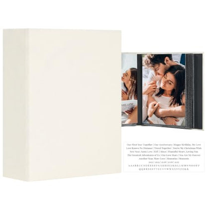 Vienrose 4x6 Couples Photo Album 100 Pockets DIY Custom Cover Beige | fabric cover photo book, acid free inner pages, couple themed crystal stickers, small slip in photo album - color: Romantic Couple, size: 100 Pockets