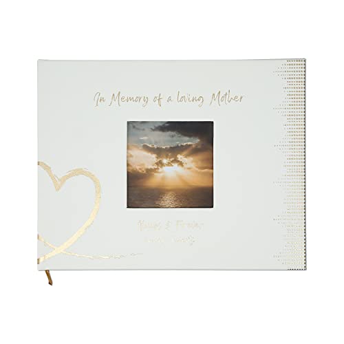 Pavilion Gift Company 99108 Loving Mother Always & Forever in Our Hearts 60 Page Memorial Guest Book with Picture Frame, Gold