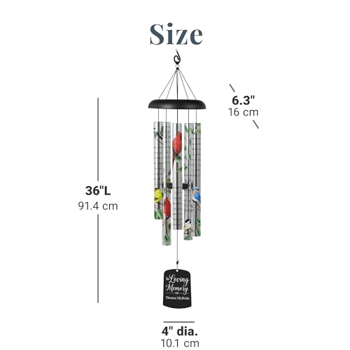 Let's Make Memories Personalized Memorial Wind Chime - Engraved Sonnet - Sympathy - Custom Condolences - in Loving Memory - style: In Loving Memory - Birds