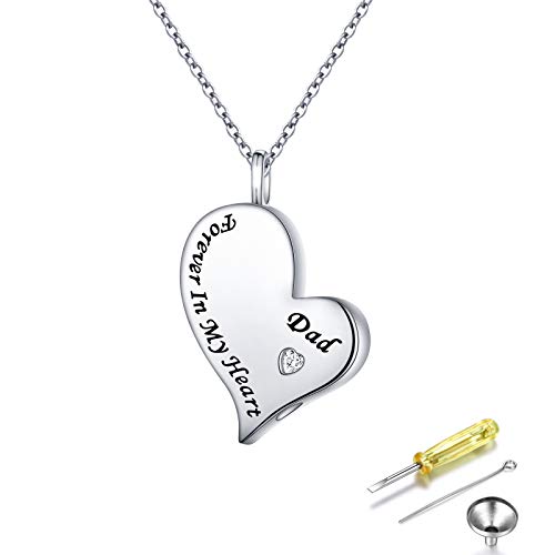 Ladytree 925 Sterling Silver Cremation Urn Necklace for Ashes - style: Dad