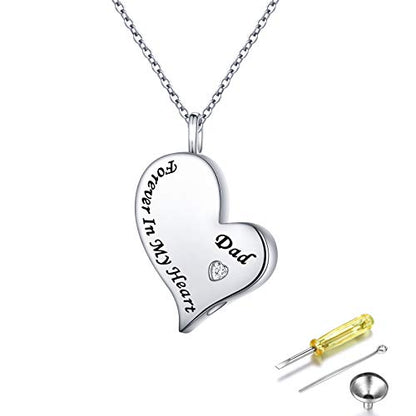 Ladytree 925 Sterling Silver Cremation Urn Necklace for Ashes - style: Dad