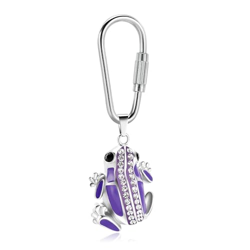 Frog Urn Necklace for Ashes Animals Cremation Jewelry Stainlee Steel Memorial Necklaces Keepsake Jewelry Ashe Holder Pendant for Human Ashes with Filling Kits - color: Purple-Keychain