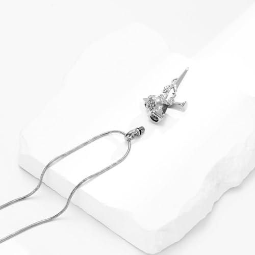 Imrsanl Cremation Jewelry Nail Cross Urn Necklace Pendant - color: Rose Flower-Customize
