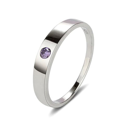 Precious Pieces Dainty CZ Ring, 925 Sterling Silver - color: Simulated Amethyst CZ