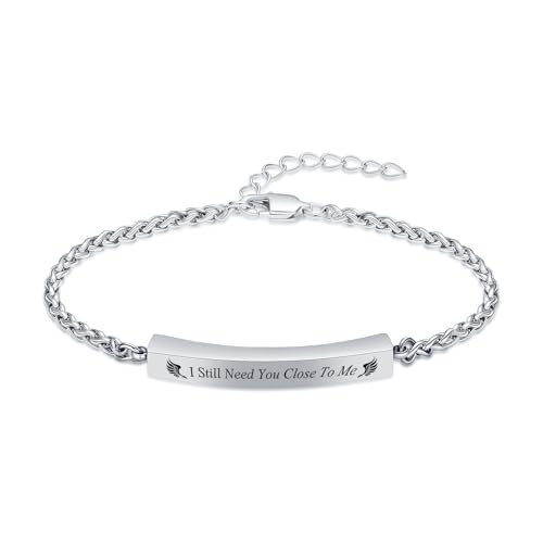 Oinsi Cremation Jewelry Urn Bracelet for Ashes for Women Men Adjustable Memorial Ashes Keepsake Bangle Manmade Rope Braided Bracelet - color: B-Silver - I Still Need You Close To Me
