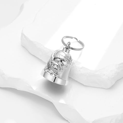 Eagle Love Cremation Keychain Bell Urn Necklaces for Ashes Keepsake Ash Pendant Memorial Urn Keychain Jewelry - color: B-silver