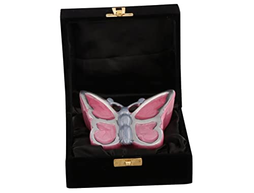Butterfly Sculpture Cremation Urn - Handcrafted Metal Urn for Human Ashes - Artistic Urn with Velvet Bag (Pink Adult) - color: Pink Adult
