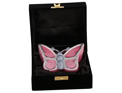 Butterfly Sculpture Cremation Urn - Handcrafted Metal Urn for Human Ashes - Artistic Urn with Velvet Bag (Pink Adult) - color: Pink Adult