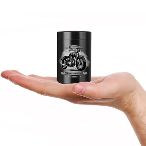 Small Urns for Human Ashes 2.75 Inch Mini Cremation Urn for Ashes Adult Aluminum Motorcycle Memorial Ashes Keepsake Urn Sharing for Female Male-1pcs