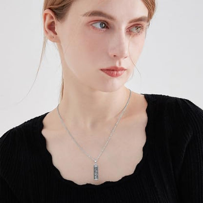 Rose & Daisy Urn Necklace - Sterling Silver Cremation Keepsake Memorial Jewelry - style: Rose