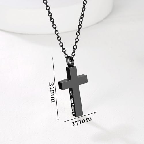 RIPFEVURN Cremation Jewelry Black Cross Urn Necklaces for Ashes for Women Men Human Ashes with Me Always Memorial Keepsake Pendant - color: 1pc-Black-Dad