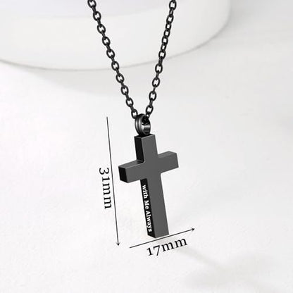 RIPFEVURN Cremation Jewelry Black Cross Urn Necklaces for Ashes for Women Men Human Ashes with Me Always Memorial Keepsake Pendant - color: 1pc-Black-Dad