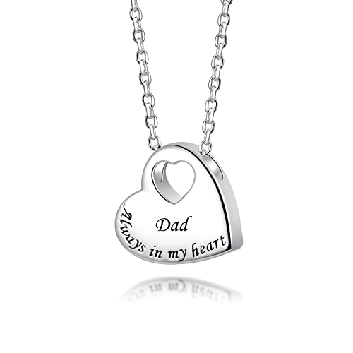 925 Sterling Silver Heart Cremation Necklace Urn Pendant for Ashes with Filling Kit Gift Box Memorial Jewelry for Loved Ones Pet - color: Dad