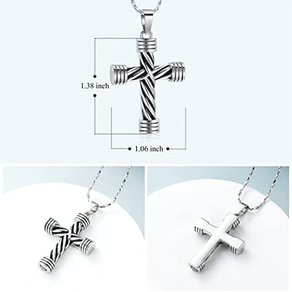 Imrsanl Cremation Jewelry for Ashes Cross Memorial Urn Necklace Pendant Keepsake Religious Cross Ashes Jewelry - color: Silver-2