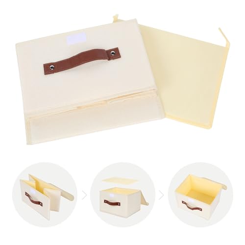 ANMINY Fabric Storage Box Bins with Lids, Beige, 10"x8"x7" - color: Beige, size: Small (Pack of 1)