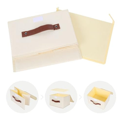 ANMINY Fabric Storage Box Bins with Lids, Beige, 10"x8"x7" - color: Beige, size: Small (Pack of 1)