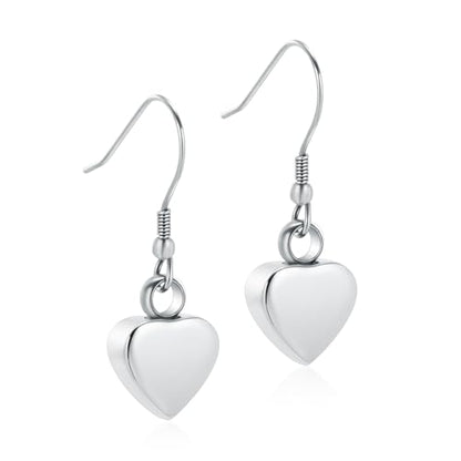 Heart Cremation Earring for Women Keepsake Memorial Urn Jewelry For Ashes - color: A-Silver
