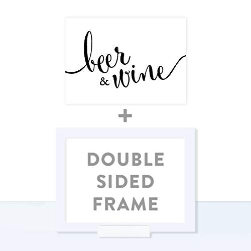 Andaz Press Wedding Framed Party Signs, Formal Black and White, 5x7-inch, Beer & Wine Bar Sign, 1-Pack, Includes Frame - color: Alcohol Beer Wine
